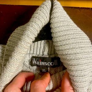 Gray knit sweater. Size L but honestly fits like a small.